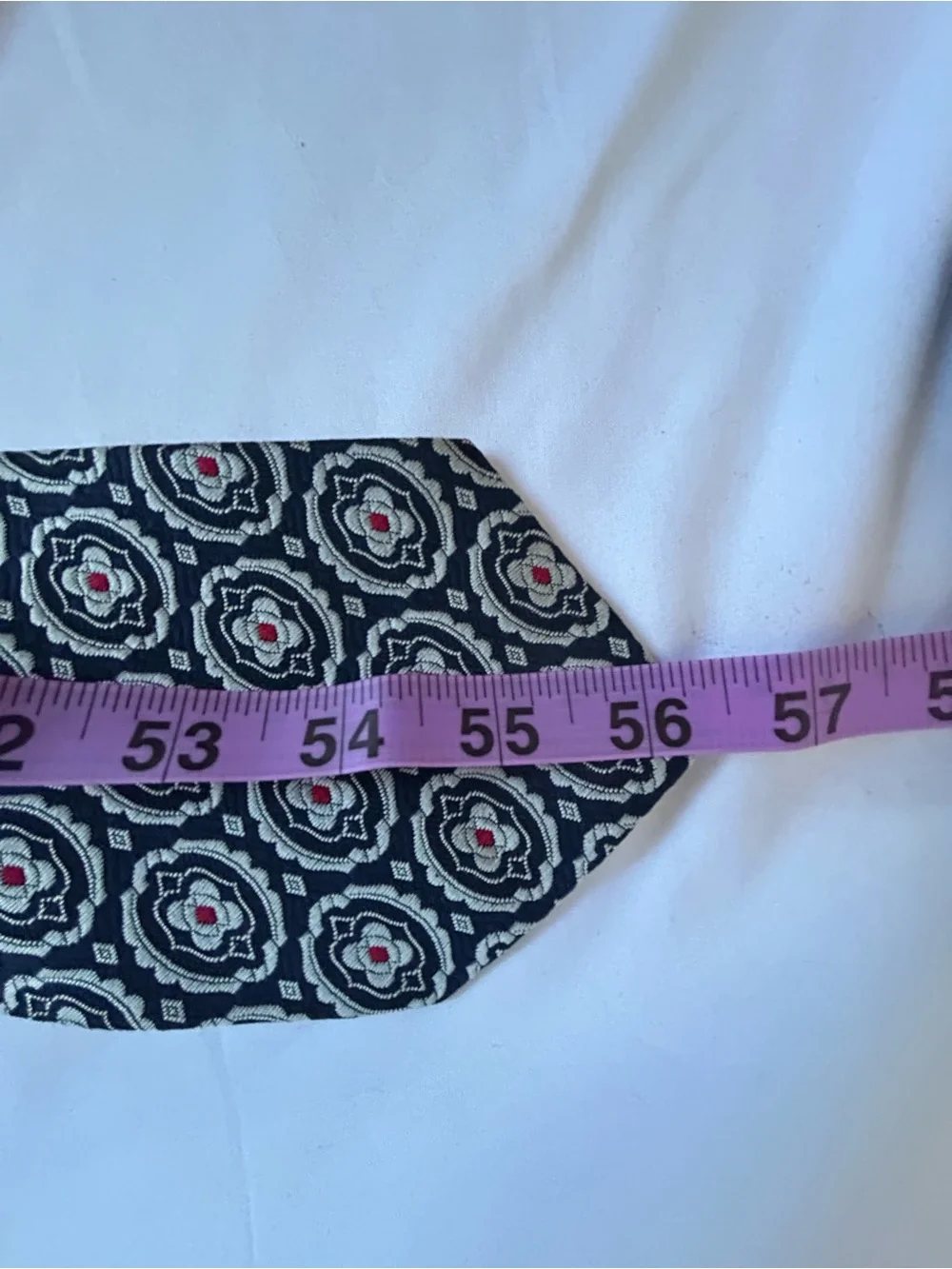 Wembley Black Medallion Pattern Tie with Red Accents